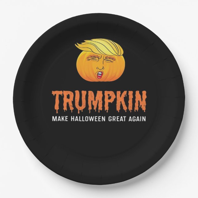 Funny Halloween Trumpkin Pappteller (Vorderseite)