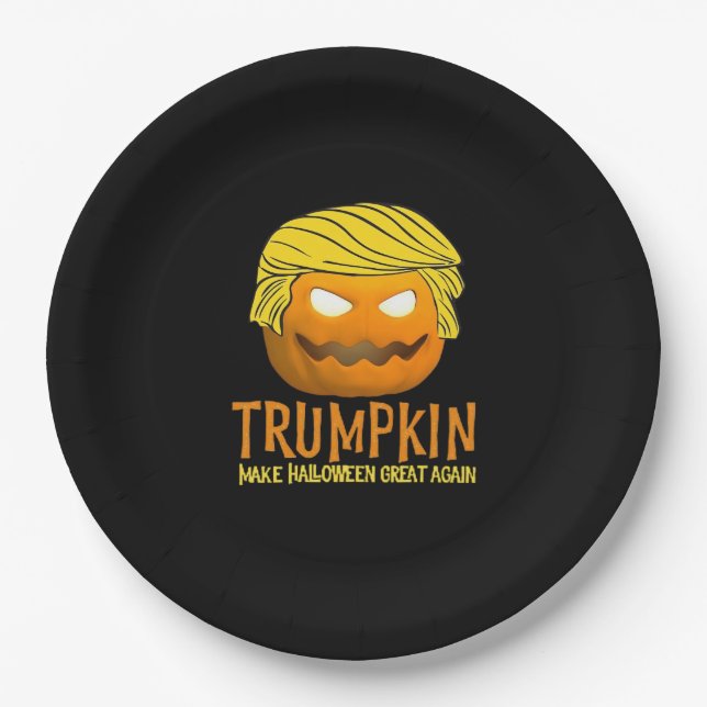 Funny Halloween Trumpkin Pappteller (Vorderseite)