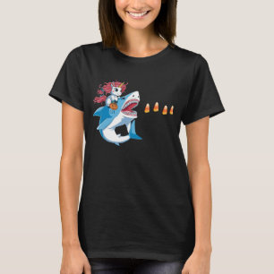 Funny Halloween Unicorn Shark Eating Candy Corn T-Shirt