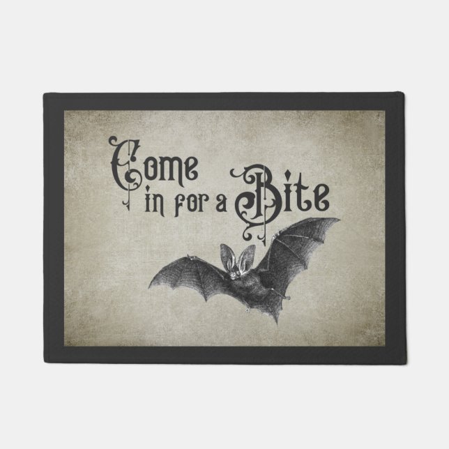 Funny Halloween Vampire Bat Kommen Sie zum Biss Fußmatte (Vorderseite)