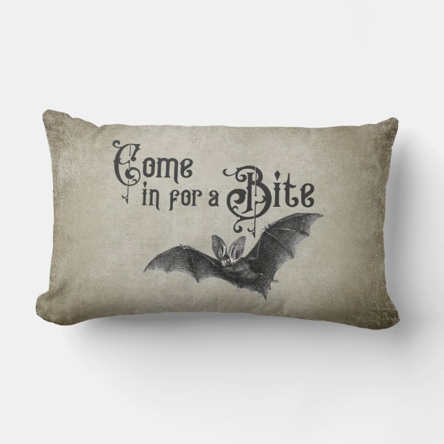 Funny Halloween Vampire Bat Kommen Sie zum Biss Lendenkissen (Vorderseite)