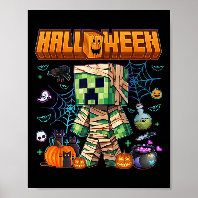 Funny Halloween Video Game Pumpkin Gaming Men Boys Poster (Vorne)