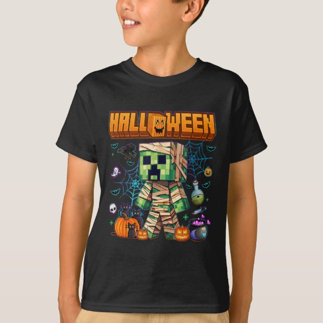 Funny Halloween Video Game Pumpkin Gaming Men Boys T-Shirt (Vorderseite)
