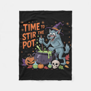 Funny Halloween Werewolf Zeit, um den Topf zu umrü Fleecedecke