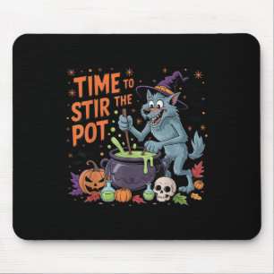 Funny Halloween Werewolf Zeit, um den Topf zu umrü Mousepad