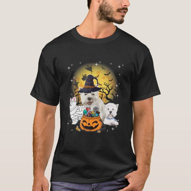 Funny Halloween Westie Hexch Pumpkin Mummy Dog Lov T-Shirt (Vorderseite)