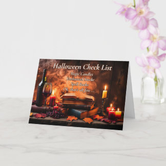 Funny Halloween Wine Checklist mit Kerzen Karte
