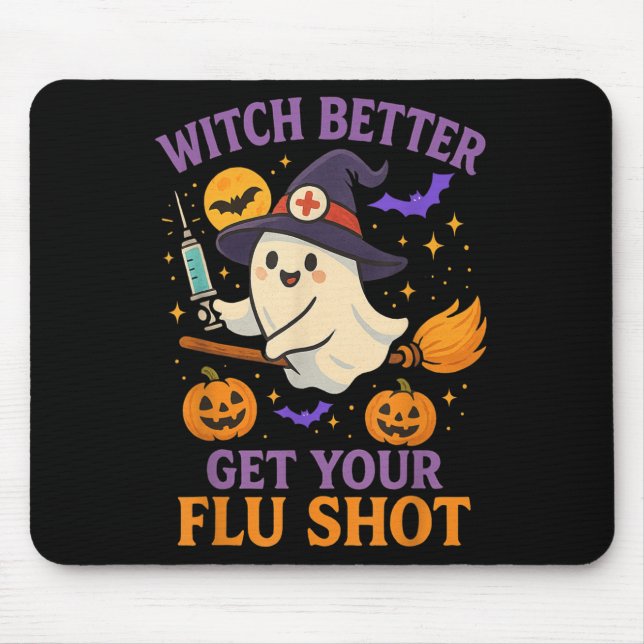 Funny Halloween Witz Ghost Flu Shot Nurse Mousepad (Vorne)