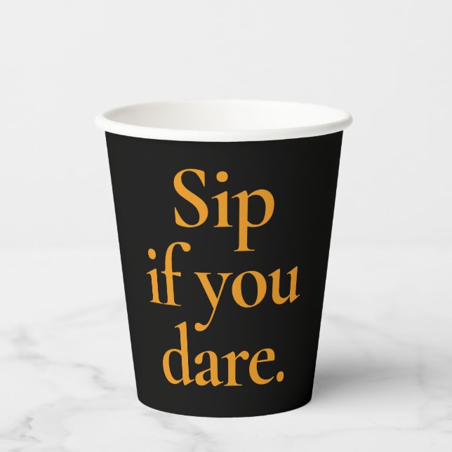 Funny Halloween Witz Schwarz und Orange Pappbecher (Vorderseite)