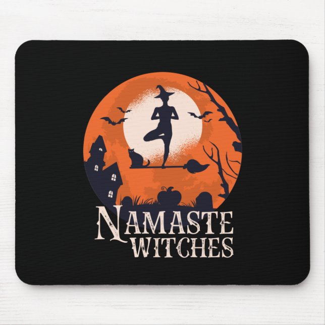 Funny Halloween Yoga Lover Namaste Hexen Mousepad (Vorne)