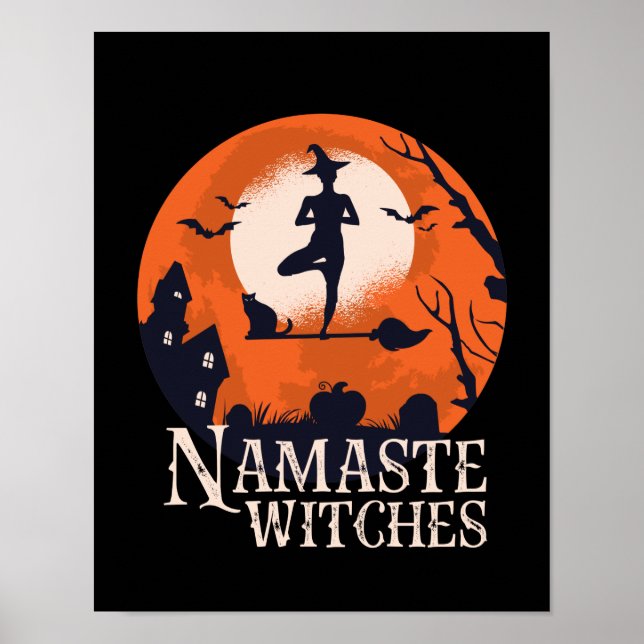 Funny Halloween Yoga Lover Namaste Hexen Poster (Vorne)