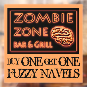 Funny Halloween Zombie Drinks Fuzzy Navel Fensteraufkleber