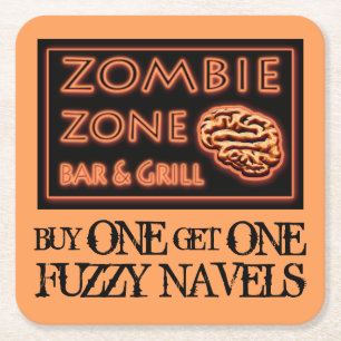Funny Halloween Zombie Drinks Fuzzy Navel Rechteckiger Pappuntersetzer