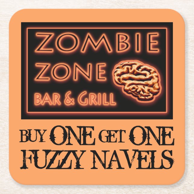 Funny Halloween Zombie Drinks Fuzzy Navel Rechteckiger Pappuntersetzer (Vorderseite)