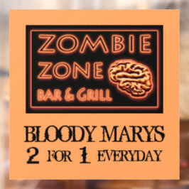 Funny Halloween Zombie Zone Bloody Marys Fensteraufkleber