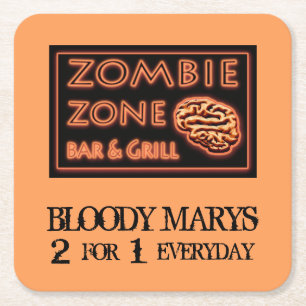 Funny Halloween Zombie Zone Bloody Marys Rechteckiger Pappuntersetzer