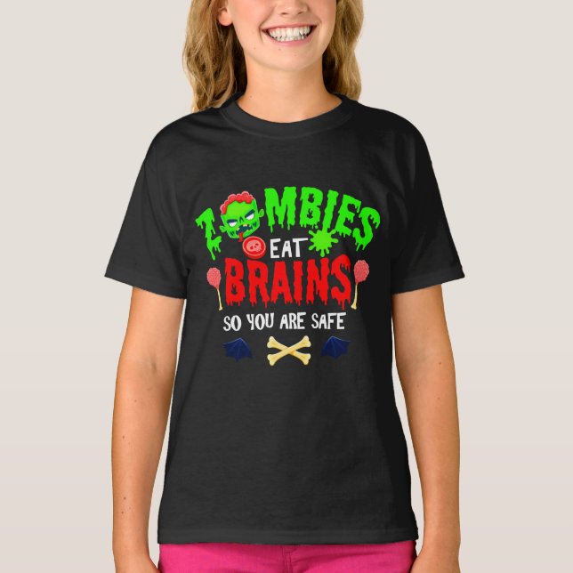 Funny Halloween Zombies essen Gehirne Sie sind sic T-Shirt (Vorderseite)