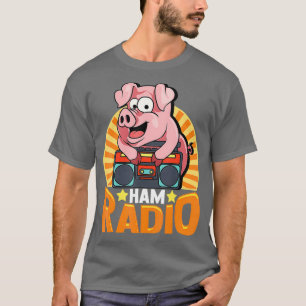 Funny Ham Radio Pig auf Boombox Radio Operator T-Shirt