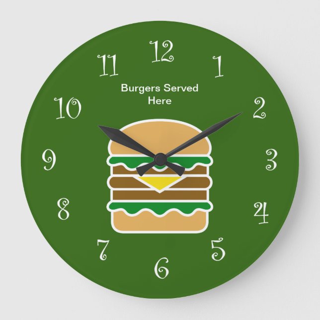 Funny Hamburger Kitchendesign Große Wanduhr (Vorderseite)