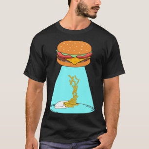 Funny Hamburger UFO fliegende Untertasse Pommes fr T-Shirt