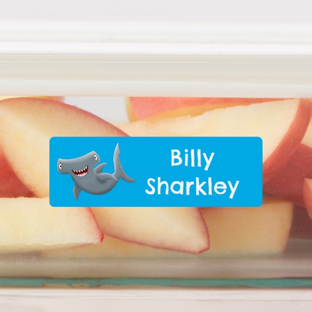 Funny Hammerhead Hai Cartoon personalisiert Etiketten (Befestigt)