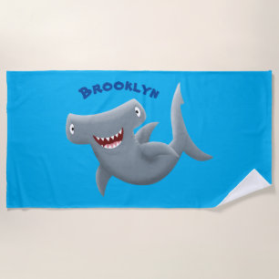 Funny Hammerhead Hai Cartoon personalisiert Strandtuch