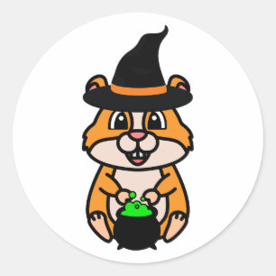 Funny Hamster ist eine Hexe Runder Aufkleber