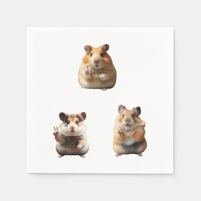 Funny Hamster Meme Peace Sign Serviette (Vorderseite)