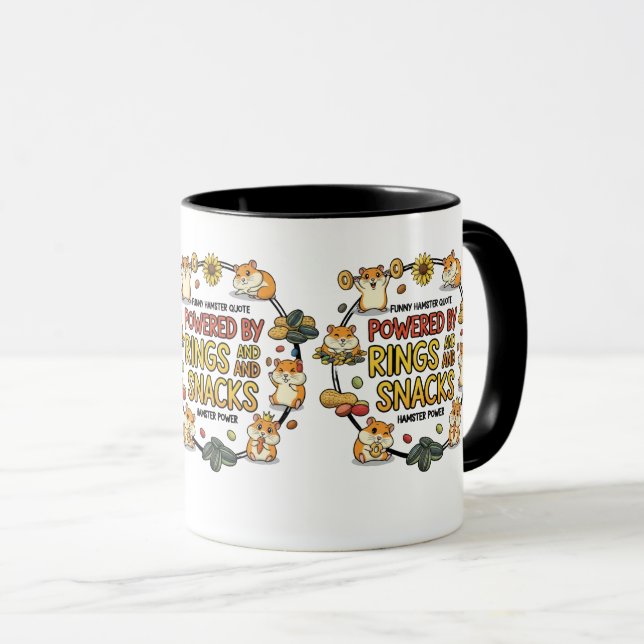 Funny Hamster Rings and Snacks Quote Tasse (VorderseiteRechts)