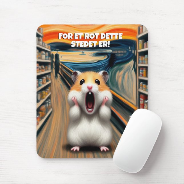 Funny Hamster Screams im Stil von Edvard Munch Mousepad (Mit Mouse)