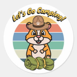 Funny Hamster will Camping zu gehen Runder Aufkleber