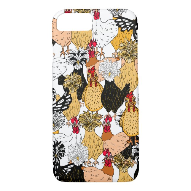 Funny Hand Drawing Cartoon Chickens Case-Mate iPhone Hülle (Rückseite)