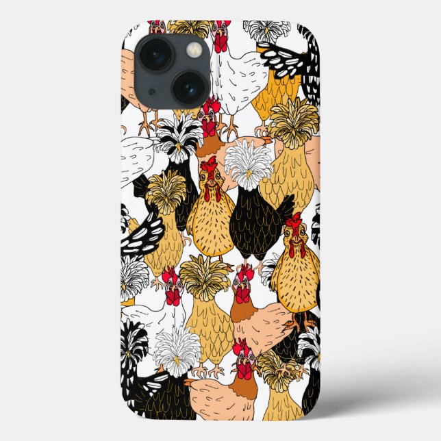 Funny Hand Drawn Cartoon Chickens Case-Mate iPhone Hülle (Rückseite)