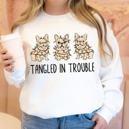 Funny Hand Drawn French Bulldog Christmas Sweatshirt