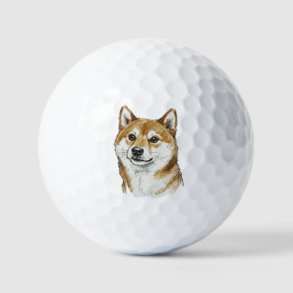 Funny hand drawn Shiba Inu Valentine's Day Art Golfball