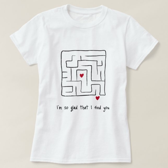 Funny Hand gezeichnet Maze Valentine Geschenke Cou T-Shirt (Design vorne)