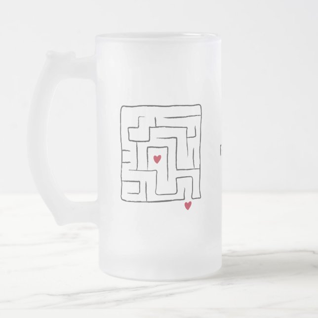 Funny hand gezogen Maze niedlich Valentine's Day G Mattglas Bierglas (Links)
