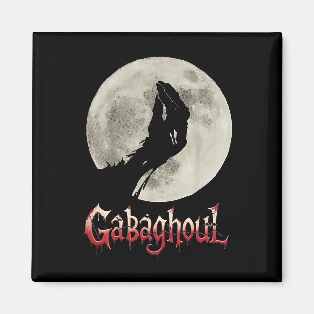 Funny Hand Moon Gabagool Halloween Magnet (Vorne)