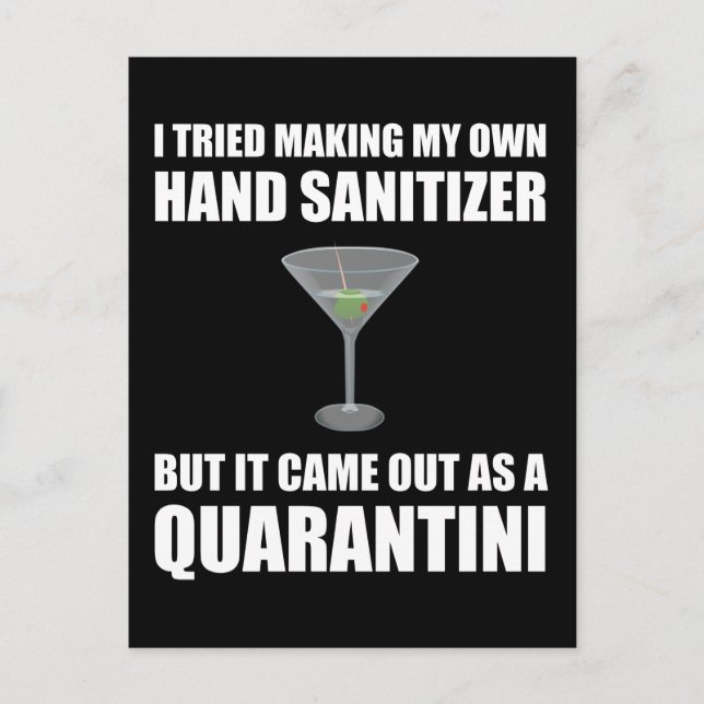 Funny Hand Sanitizer Quarantini Postkarte (Vorderseite)