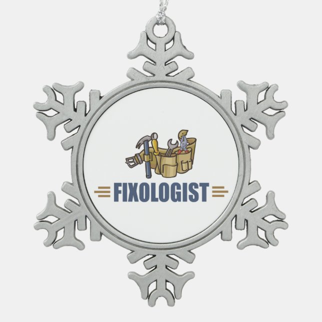Funny Handyman Schneeflocken Zinn-Ornament (Vorderseite)