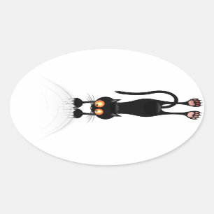 Funny Hang auf Cat Ovaler Aufkleber