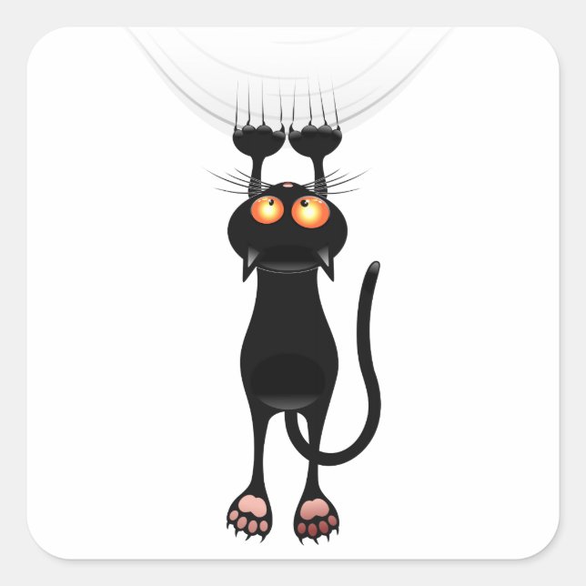 Funny Hang auf Cat Quadratischer Aufkleber (Vorderseite)