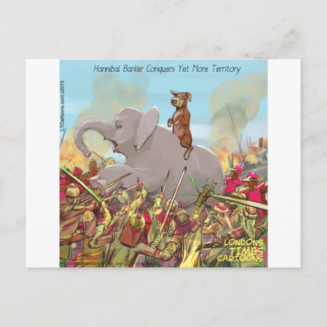 Funny Hannibal Barca Conquers Land Postkarte (Vorderseite)