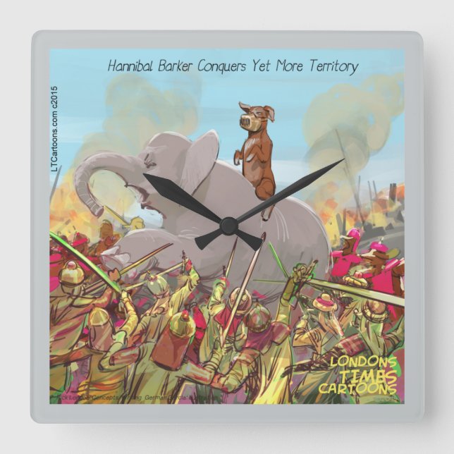 Funny Hannibal die Eroberungsmauer-Uhr Quadratische Wanduhr (Vorderseite)