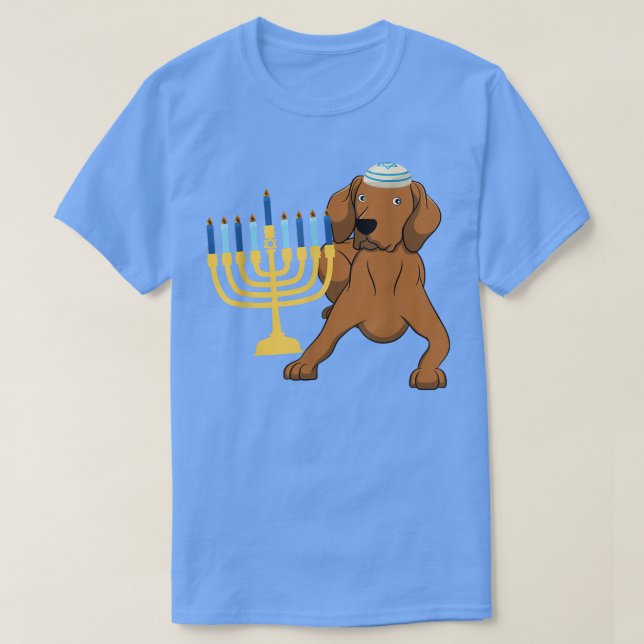 Funny Hanukkah Chanukah Vizsla Dog Lover Menorah J T-Shirt (Design vorne)