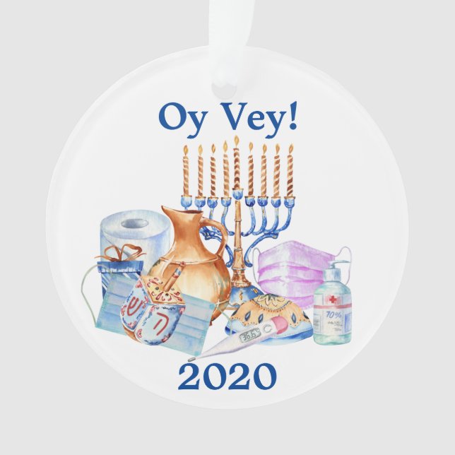 Funny Hanukkah Covid Watercolor Quarantine 2020 Ornament (Vorderseite)