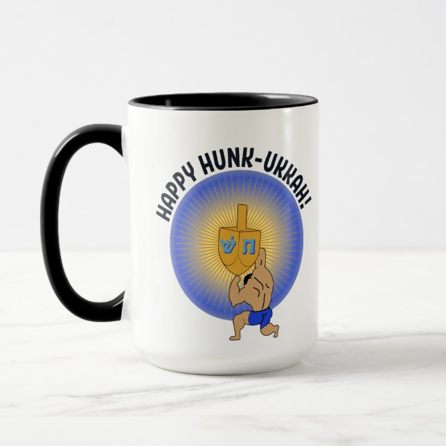 Funny Hanukkah Hunk Holiday Tasse (Links)