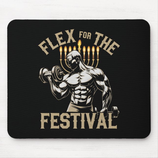 Funny Hanukkah Jewish Gym Workout Flex Festival Mousepad (Vorne)