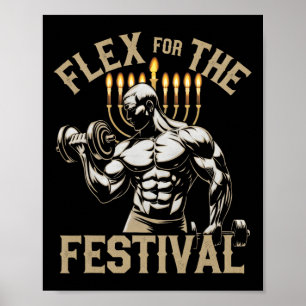 Funny Hanukkah Jewish Gym Workout Flex Festival Poster