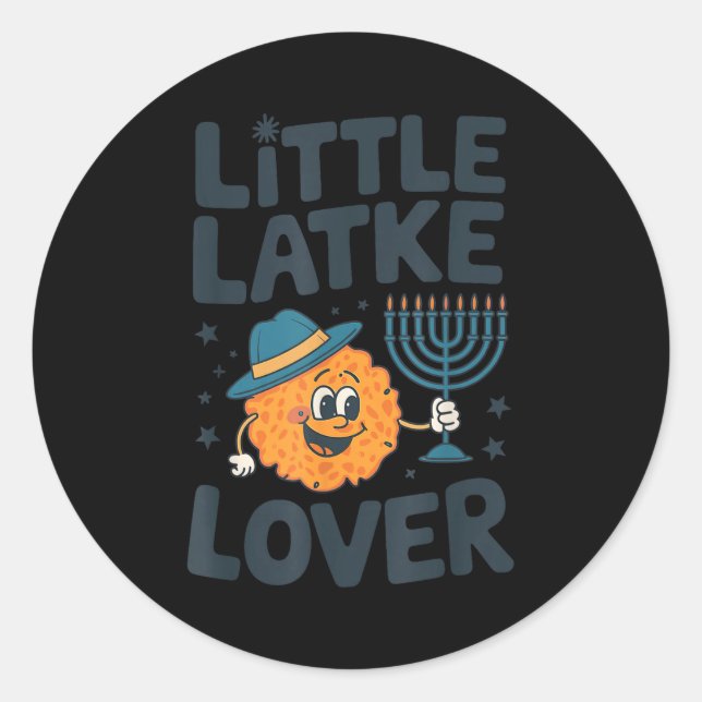 Funny Hanukkah Little Latke Jewish Family Kids Mat Runder Aufkleber (Vorderseite)